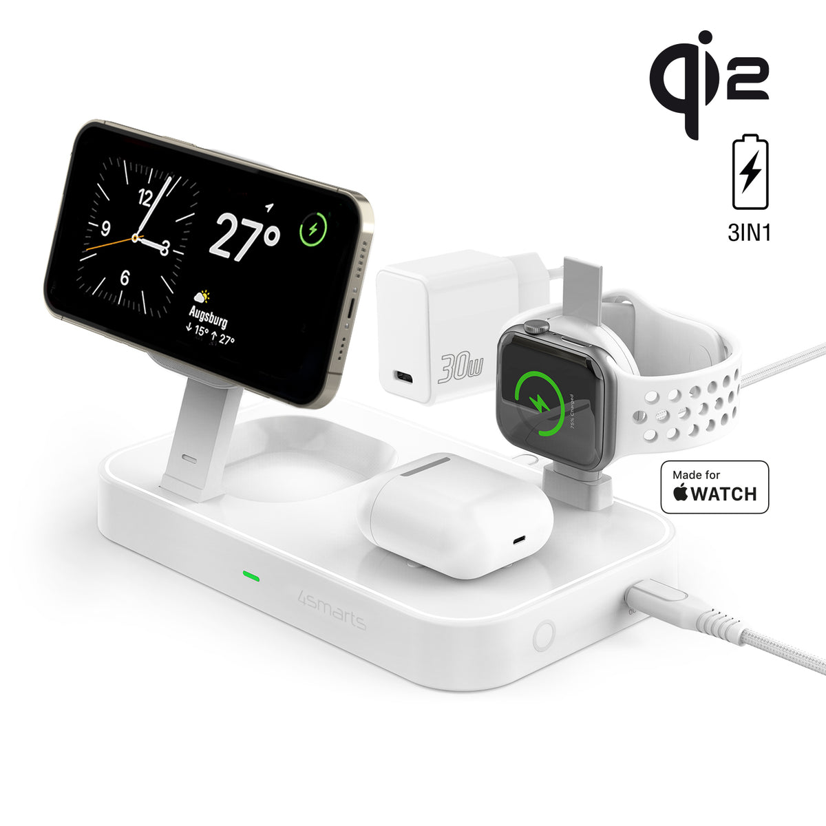 4smarts Trident Qi2 3-in-1 wireless charger