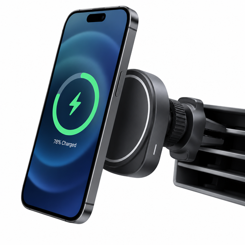 dbramante1928 dual-port car charger USB-C 30W and USB-A 18W on white background