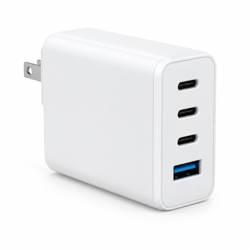 RealPower GaN Charger 100W multi-port USB-C USB-A wall charger on white background